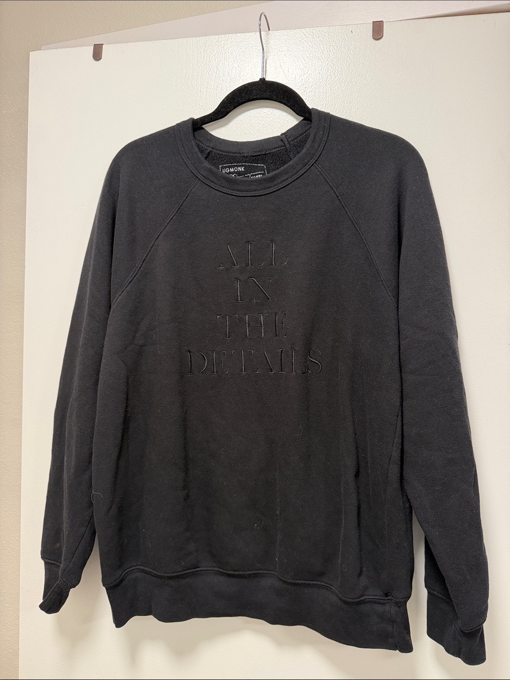 UGMONK Premium All In The Details Black Crewneck Sweatshirt-Size Large